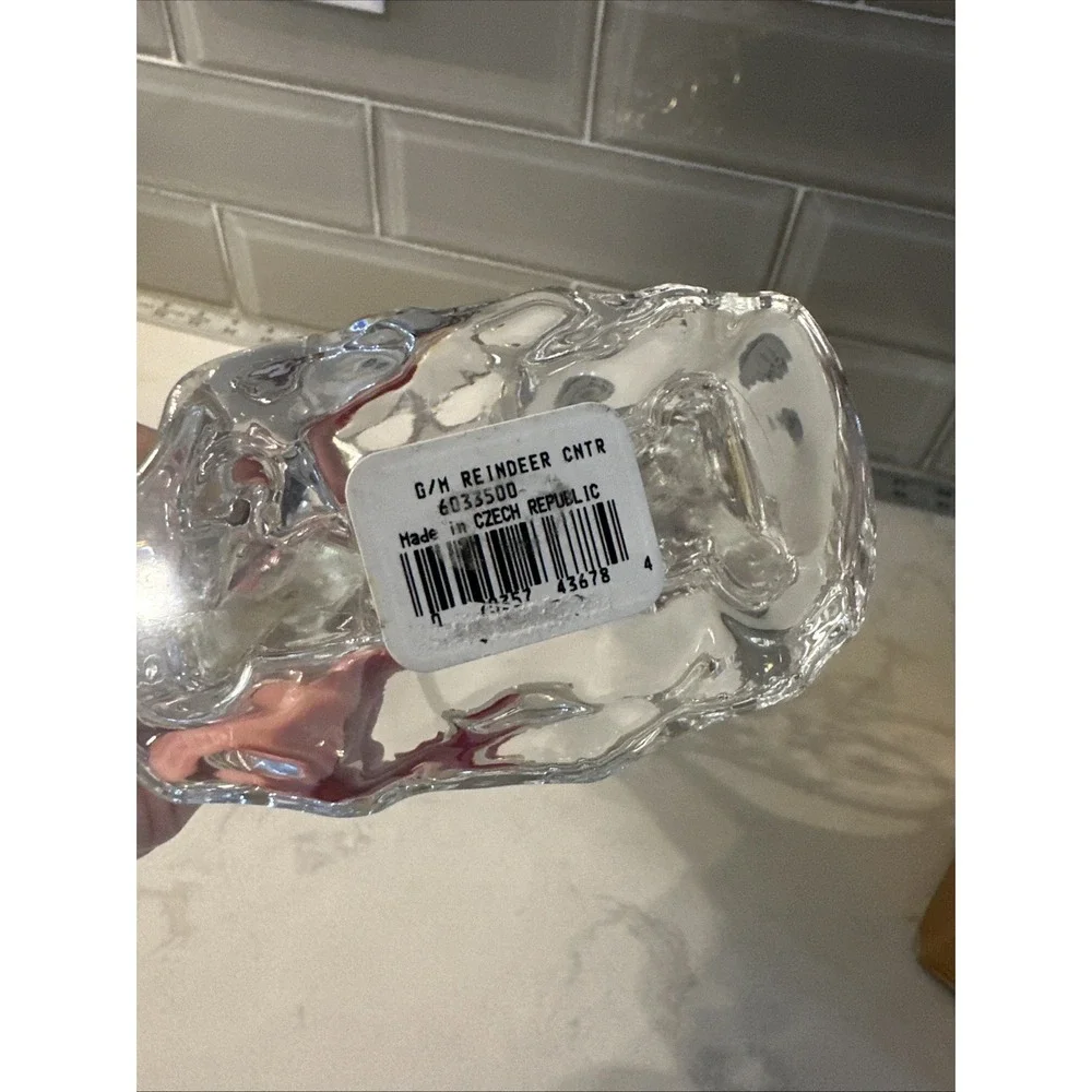 Gorham Vintage Reindeer Crystal Figure Candle holder Gold Centerpiece‎ Christmas